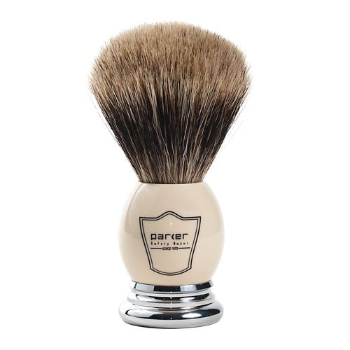 Parker - Shave Brush - White Handle - Pure Badger - WHPB