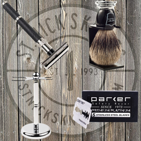 Parker - Shave Set - 96R Razor/BCPB Brush/C2PGSS Stand/Parker Blades - 96RSET