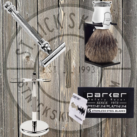 Parker - Shave Set - 99R Razor/CHPB Brush/C2PGSS Stand/Parker Blade - 99RSET-CHPB