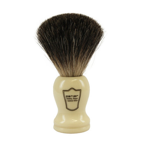 Parker - White Handle w/ Black Badger Bristle Shaving Brush - WHBB