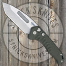 Medford Praetorian Swift - Push Button Automatic - S35VN - Tumbled Finish - Green Aluminum Handles - MK206STT-40AG-STCS-Q4-1
