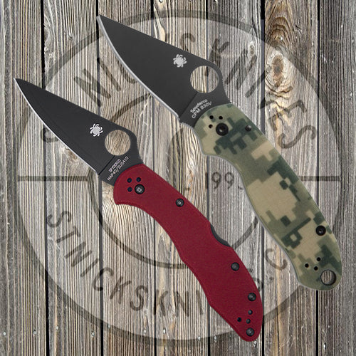 Spyderco - Exclusive - Combo Pack - Para 3 CAMOBK/Delica - Plain Edge - Red G10 - SPYCOMBOPK2