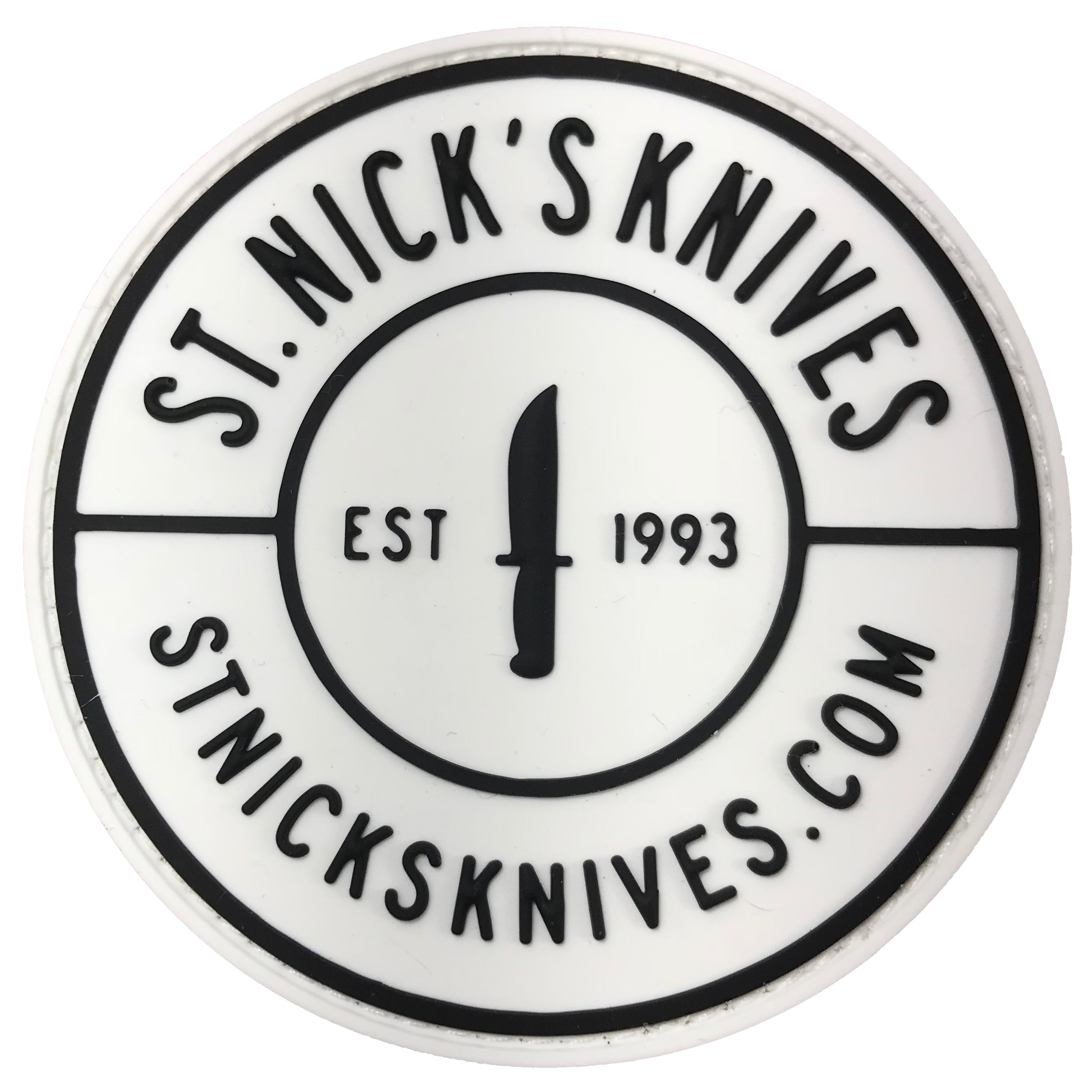 St. Nicks Knives - PVC Patch - Store Seal - White