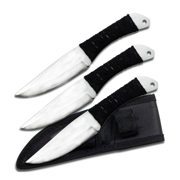 Throwing Knives - 3pc Set - 6.5 in -  Cord-Wrapped Handles - A4303