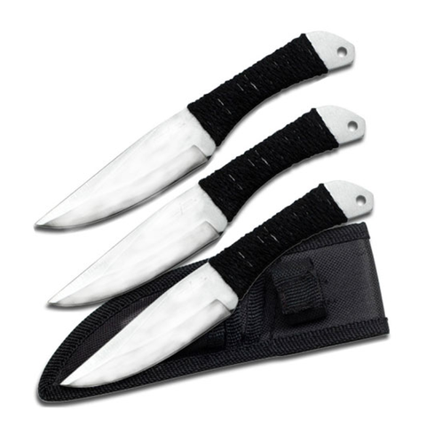 Throwing Knives - 3pc Set - 6.5 in -  Cord-Wrapped Handles - A4303
