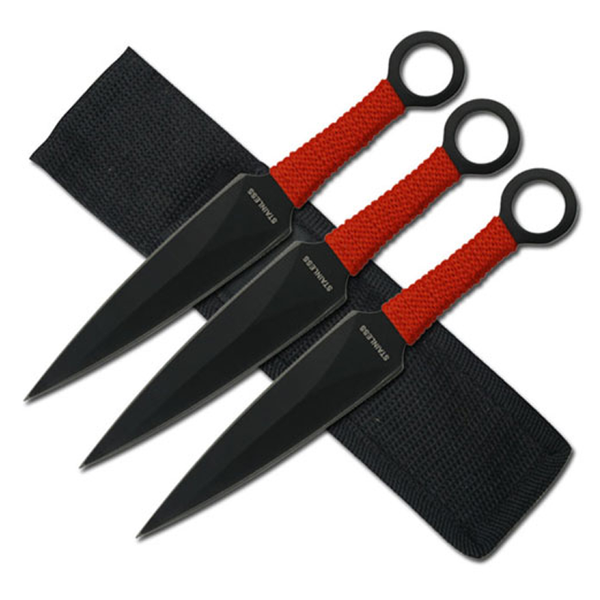 Throwing Knives - 3pc Set - 6.5 in -  Red - TK086-65RD