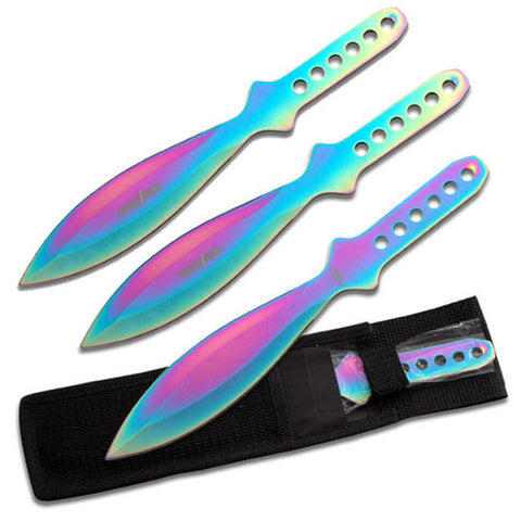 Throwing knives - 3pc 9" rainbow set - PP-114-3RB