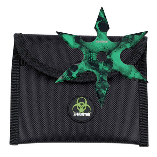 Z-Hunter - Throwing Star - Green Skulls - 6 Point - ZB-039GN