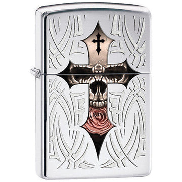 Zippo - Cross Skull Chrome Lighter - 28874