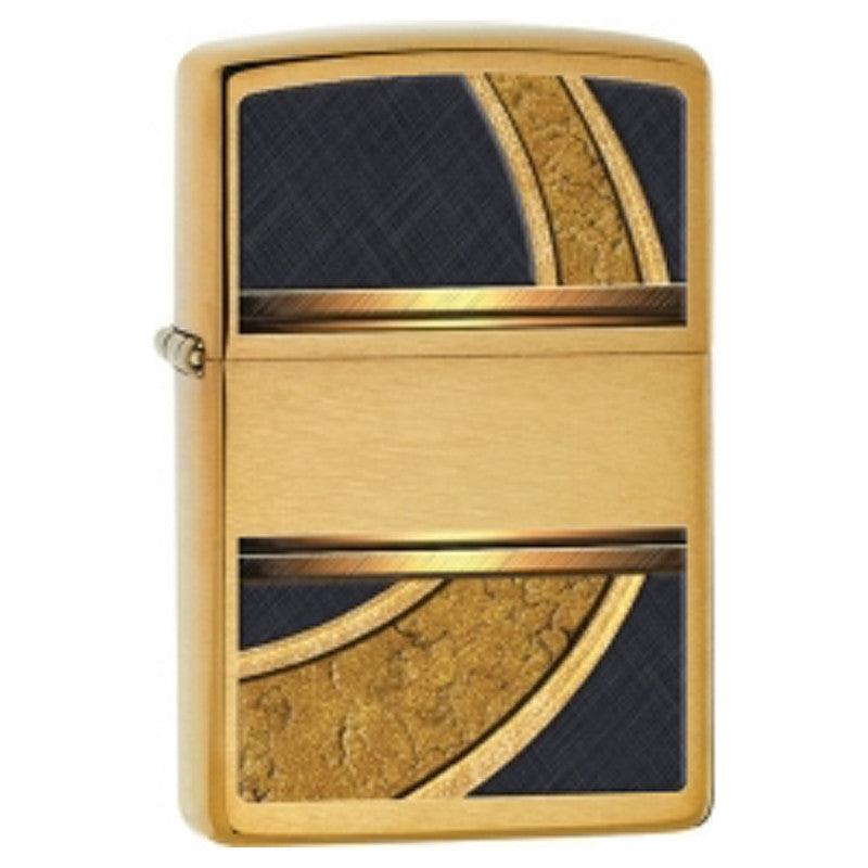 Zippo - Gold and Black Brushed Brass Lighter - 28673
