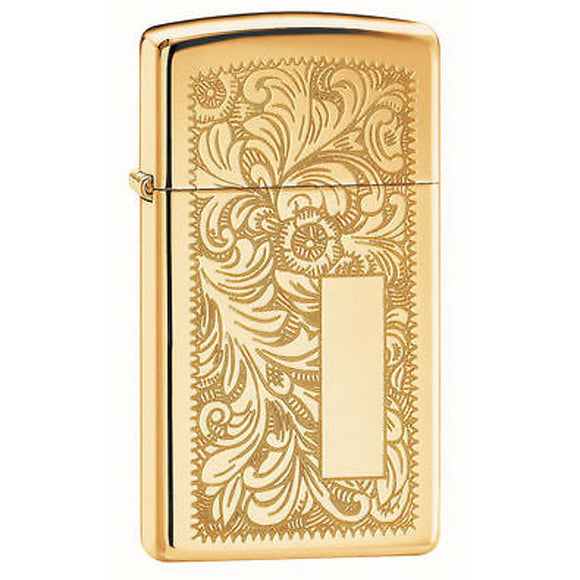Zippo - Venetian High Polish Brass Lighter - Slim - 1652B