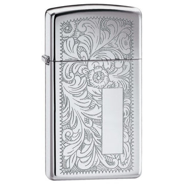 Zippo - Venetian High Polish Chrome Lighter - Slim - 1652