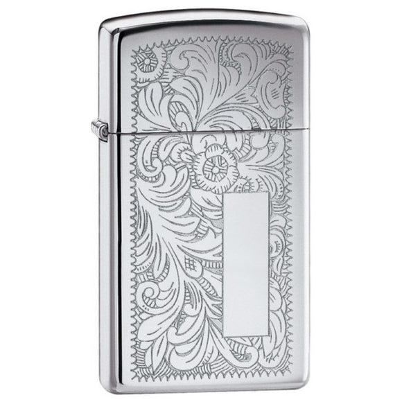 Zippo - Venetian High Polish Chrome Lighter - Slim - 1652
