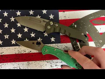 Medford Praetorian Swift - Push Button Automatic - S35VN - Tumbled Finish - Green Aluminum Handles - MK206STT-40AG-STCS-Q4 - 0