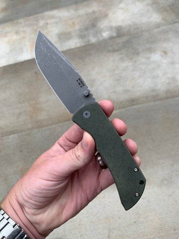 McNees Custom Knives MAC 2 3.5 - Atomic Green Ano Handle - Matte Stonewashed Blade