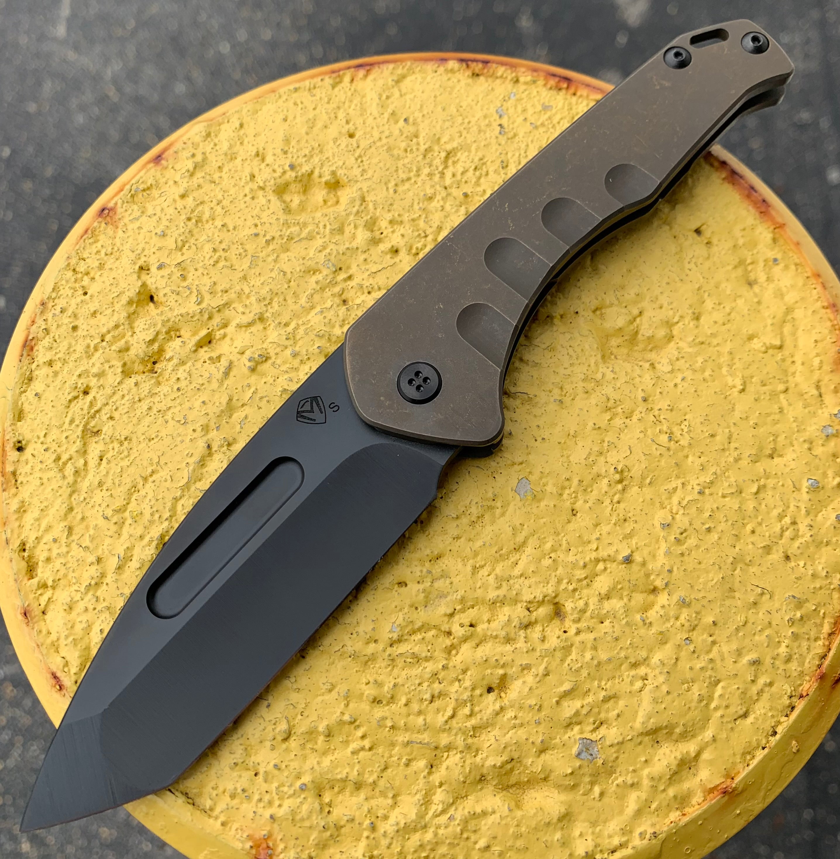 Medford - Praetorian Slim - S35VN PVD Tanto Blade - Bronze Ano Handles - PVD Hardware and Clip