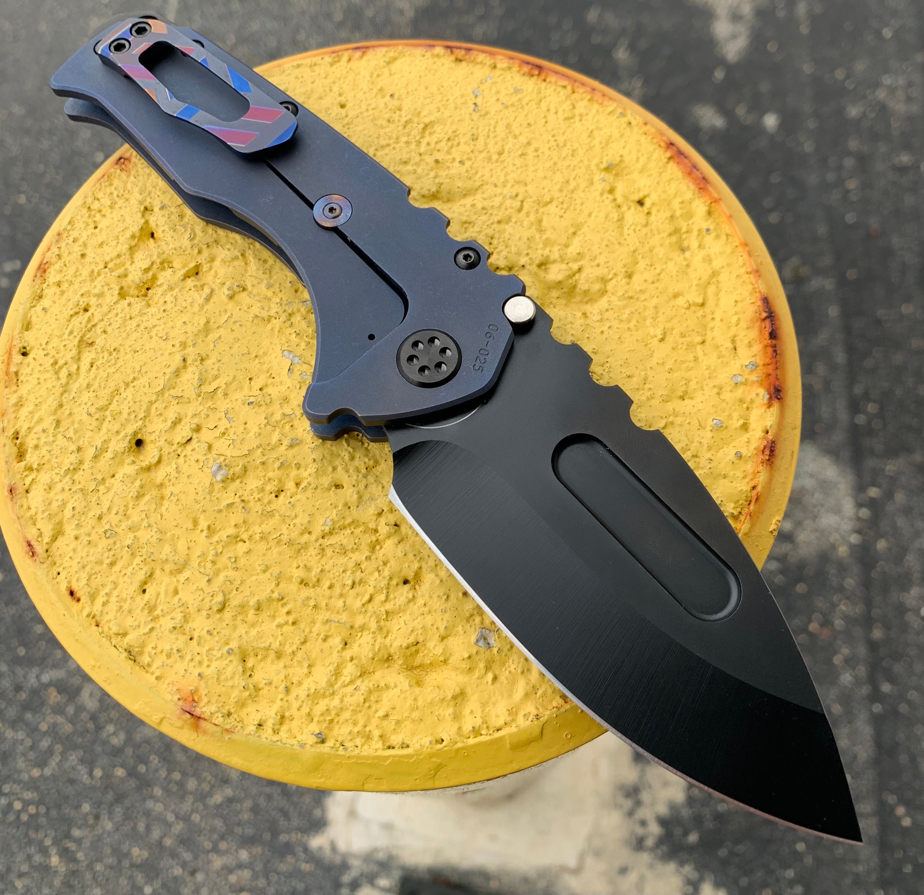 Medford - Praetorian T - Tumbled S35VN Drop Point Blade - "Geometric" Handles - PVD Hardware & Clip - 0