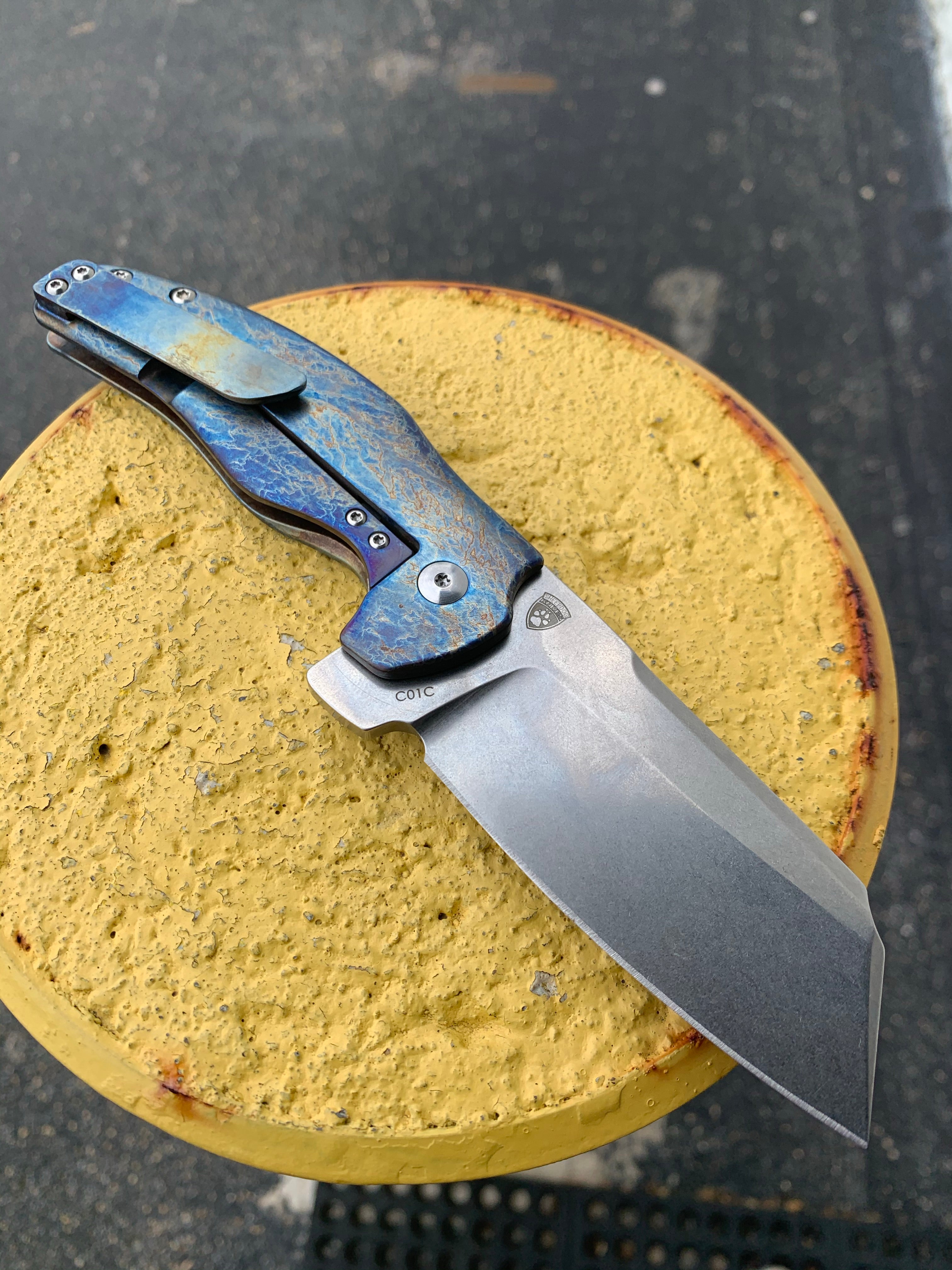 Kizer Sheepdog -  Lightning Strike Finish - St. Nick's Custom Anodization