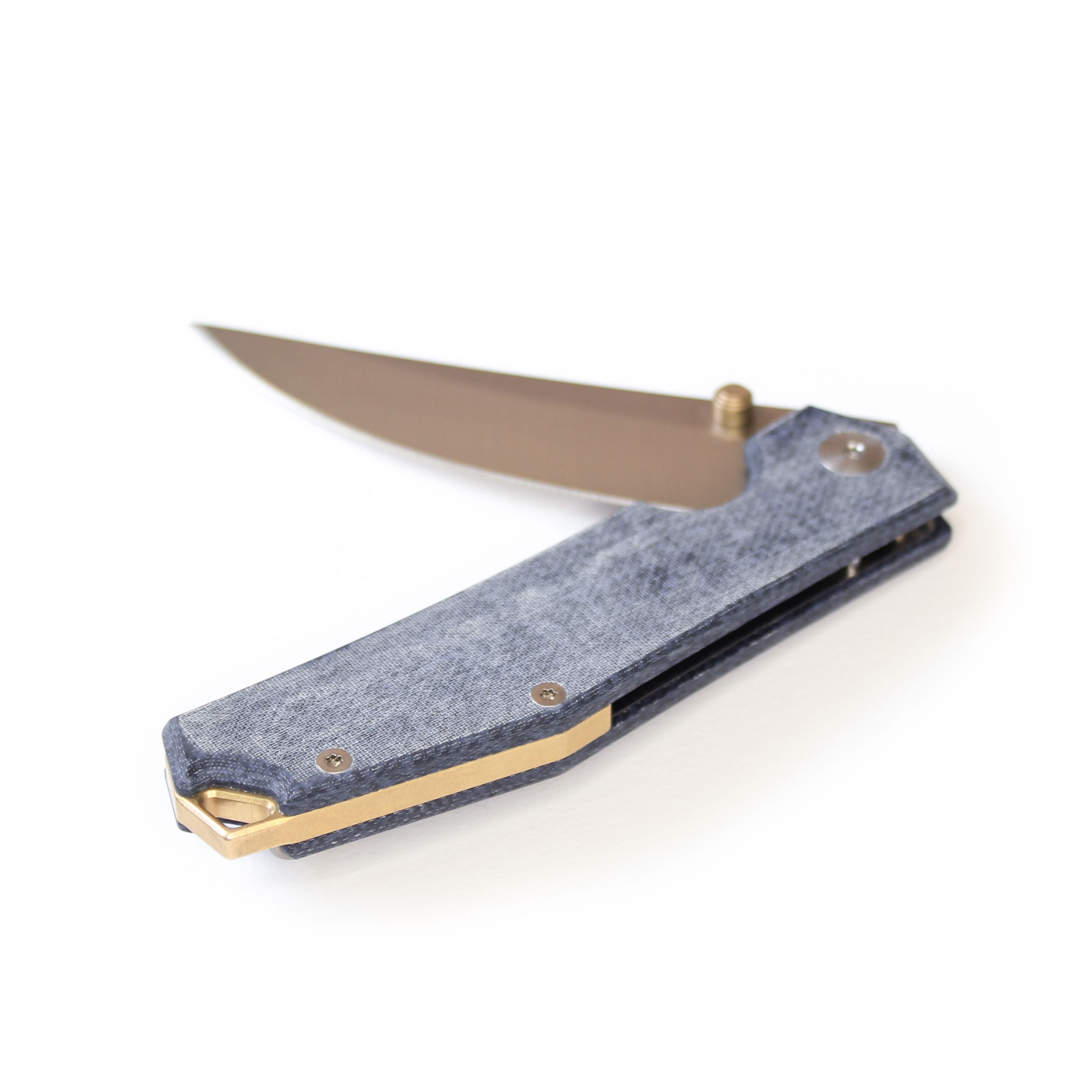 GiantMouse ACE Clyde - Denim Micarta - CPM-20CV - Brass Thumbstud and Backspacer - 0