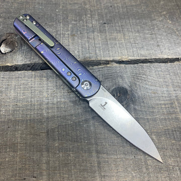 Kizer Feist - Drop Point - "Raindrop" - Ano Fade - St. Nick's Custom Anodization - 0