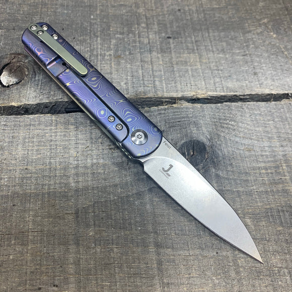 Kizer Feist - Drop Point - "Raindrop" - Ano Fade - St. Nick's Custom Anodization