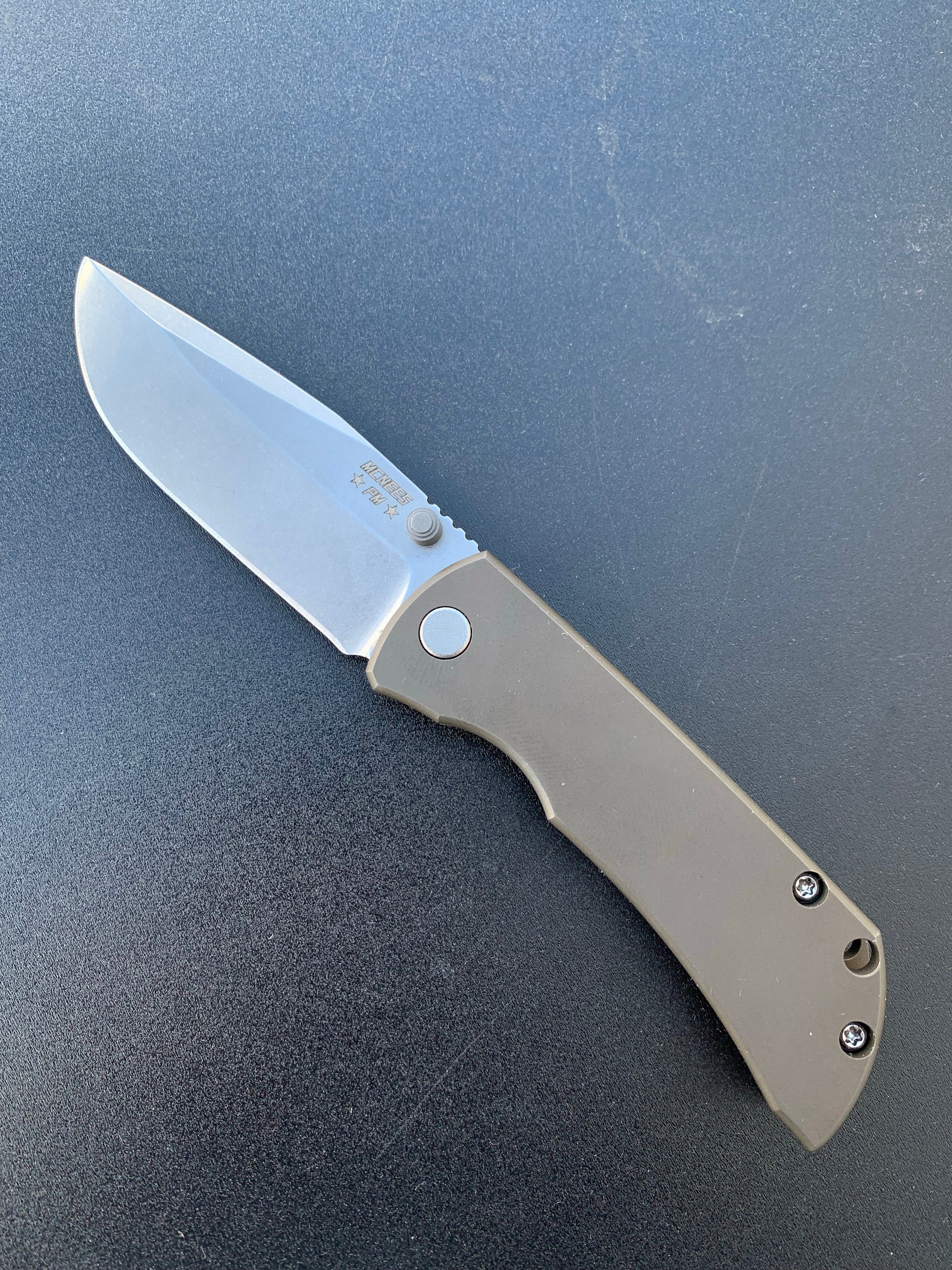McNees Custom Knives MAC 2 - Satin Stonewashed Blade - Bronze Ano Handle