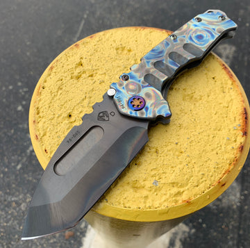 Medford - Praetorian T - Vulcan Finish D2 Tanto Blade -"Starry Night" Handles - Flamed Hardware & Clip - 0