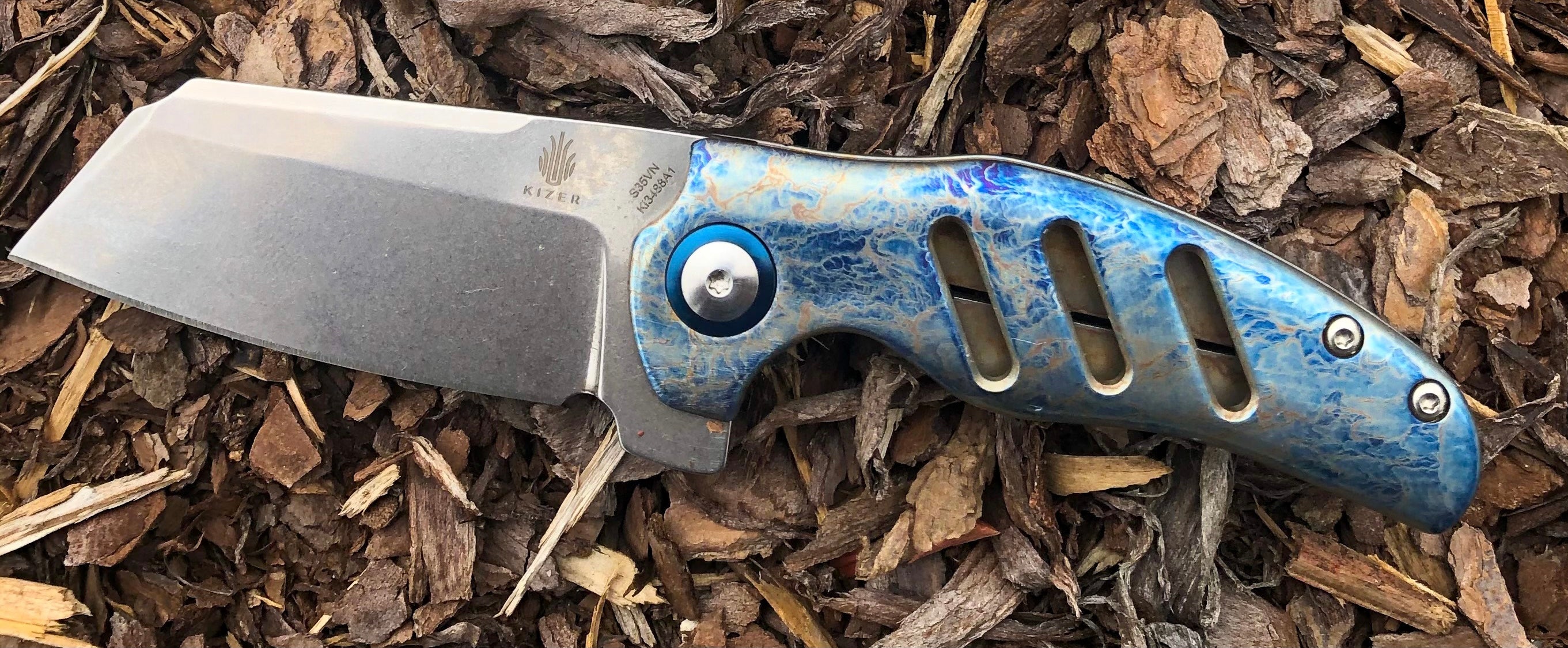 Kizer Mini Sheepdog - St. Nick's Custom Anodization - Lightning Strike Finish