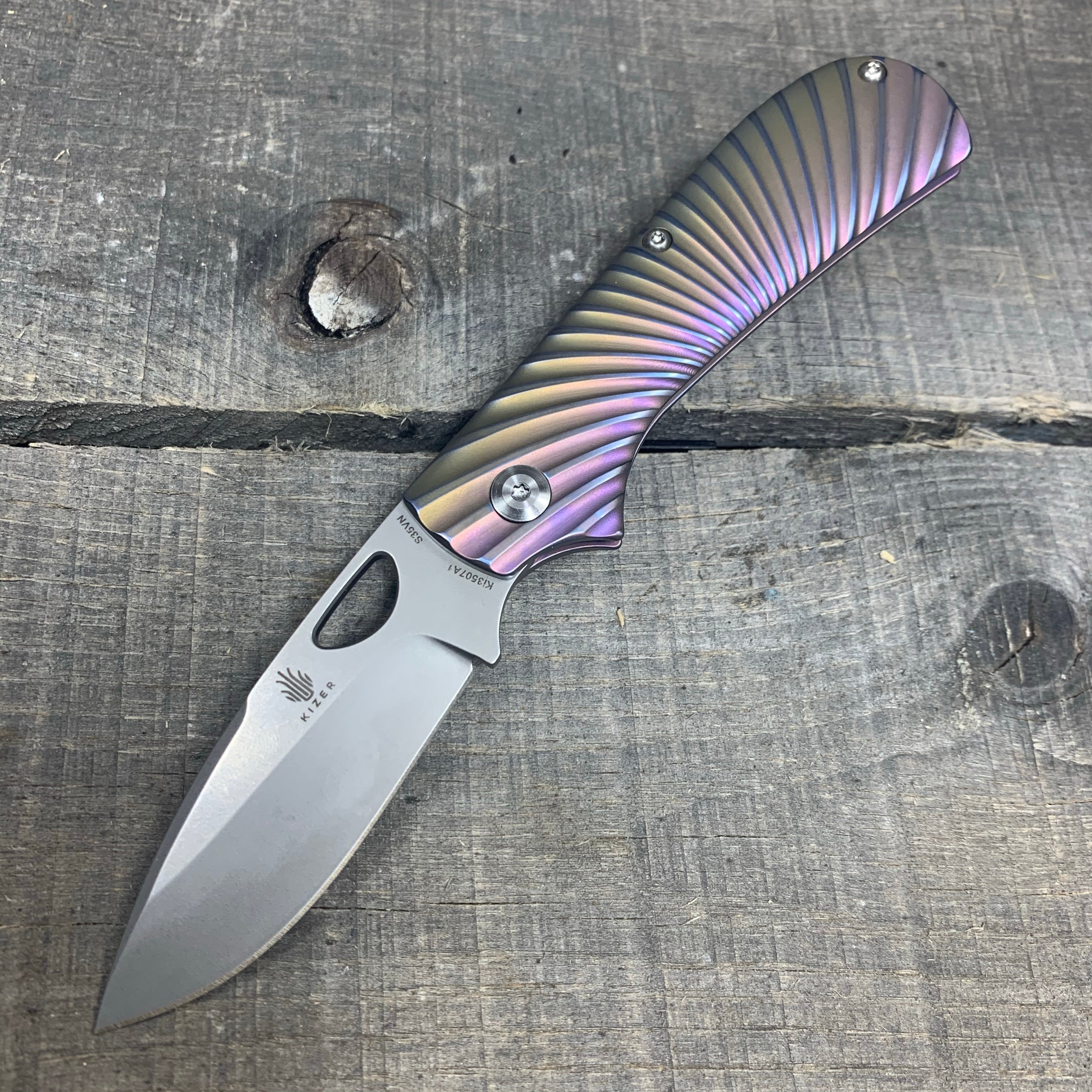 Kizer Zipslip - Lightning Strike Clip and Spring - Ano Fade Handle