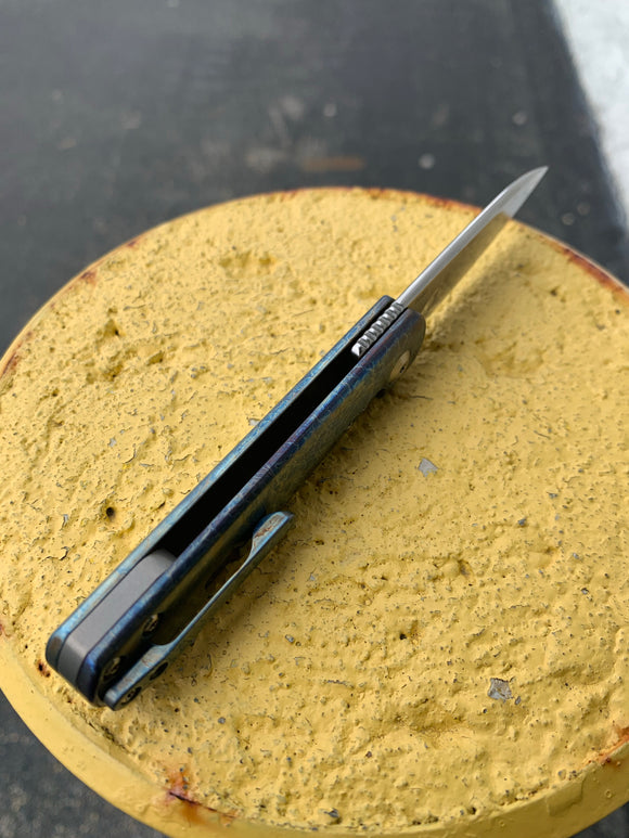 Kizer Feist - Drop Point - Lightning Strike Finish - St. Nick's Custom Anodization