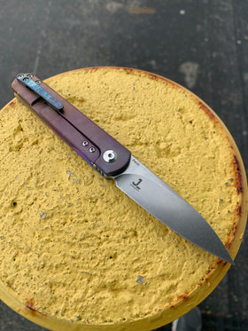 Kizer Feist - Drop Point - "Raindrop" - Ano Fade - St. Nick's Custom Anodization - 0