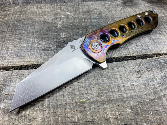 Kizer Critical - St. Nick's Custom Anodization - Lightning Strike Finish
