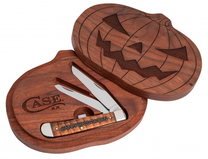 Case - Halloween Natural Bone Smooth Color Wash Trapper w/wood box