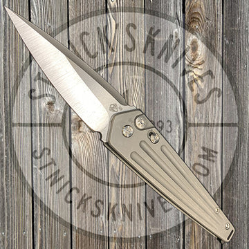 Medford - Nosferatu Auto - S35VN -Tumbled Blade - Tumbled Handles - Standard Hardware and Clip - Black Aluminum Breaker