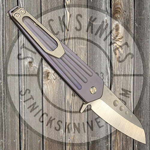 Medford - Nosferatu Flipper - S35VN -Tumbled Blade - Blue Ano Handles - Standard Hardware and Clip - Black Aluminum Breaker