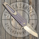 Medford - Nosferatu Flipper - S35VN -Tumbled Blade - Blue Ano Handles - Standard Hardware and Clip - Black Aluminum Breaker-2