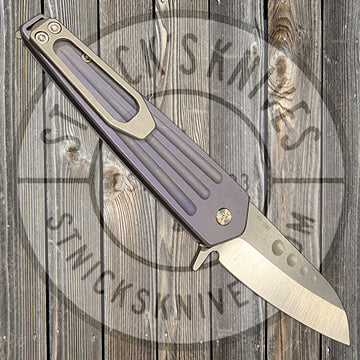 Medford - Nosferatu Flipper - S35VN -Tumbled Blade - Blue Ano Handles - Standard Hardware and Clip - Black Aluminum Breaker - 0