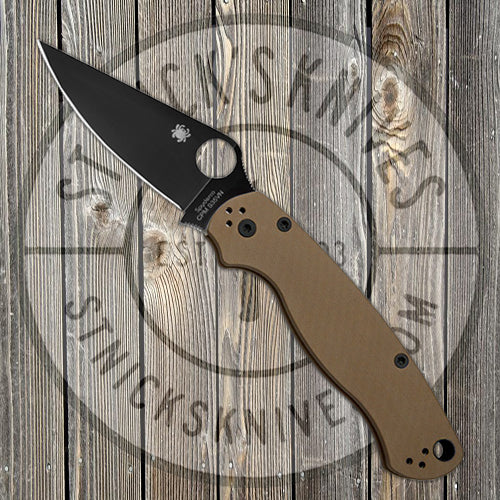 Spyderco Para-Military 2 - Brown G10 - Plain Edge - Black S35VN Blade - Exclusive - C81GPBNBK2