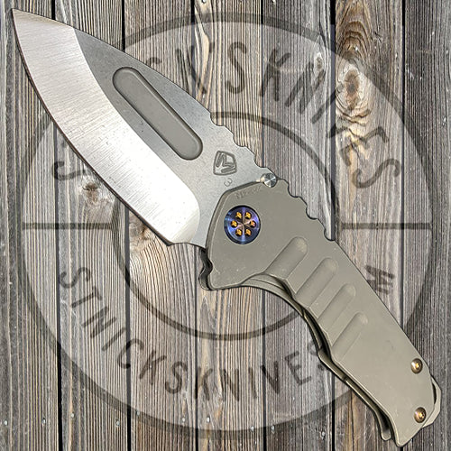 Medford - Praetorian Genesis T - 3V - Tumbled Drop Point Blade - Tumbled Handles - Flamed Hardware and Clip - NP3 Breaker