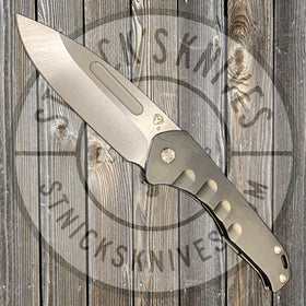 Medford - Praetorian Slim - S35VN - Tumbled Drop Point Blade - Blue Ano Pinstripe Handles - Std. Hardware and Clip - 0