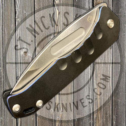 Medford - Praetorian Slim - S35VN - Tumbled Drop Point Blade - Blue Ano Pinstripe Handles - Std. Hardware and Clip
