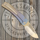 Medford - Slim Midi Marauder - S35VN - Tumbled Drop Point Blade - Blue/Violet/Bronze Ano Fade Handles - Std. Hardware and Clip-2