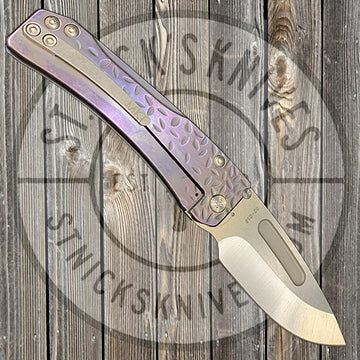 Medford - Slim Midi Marauder - S35VN - Tumbled Drop Point Blade - Violet Anodized "Falling Leaf" Handles - Std. Clip and Hardware - 0