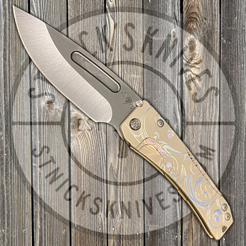 Medford - Slim Midi Marauder - S35VN - PVD Drop Point Blade - Bronze Ano "Acanthus Leaves" Handles - PVD Clip and Hardware